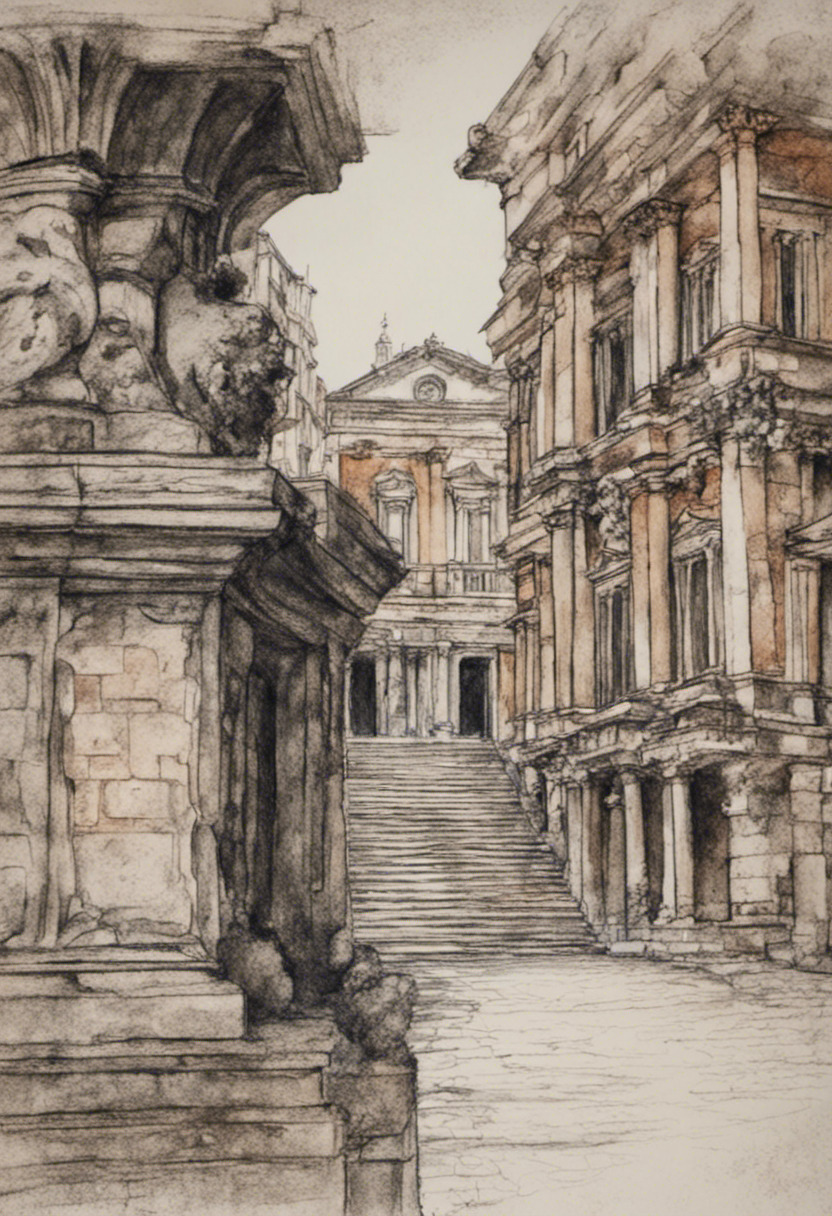 Sophia Harrington - crayon colored sketch on paper, old roman architec0 (2)